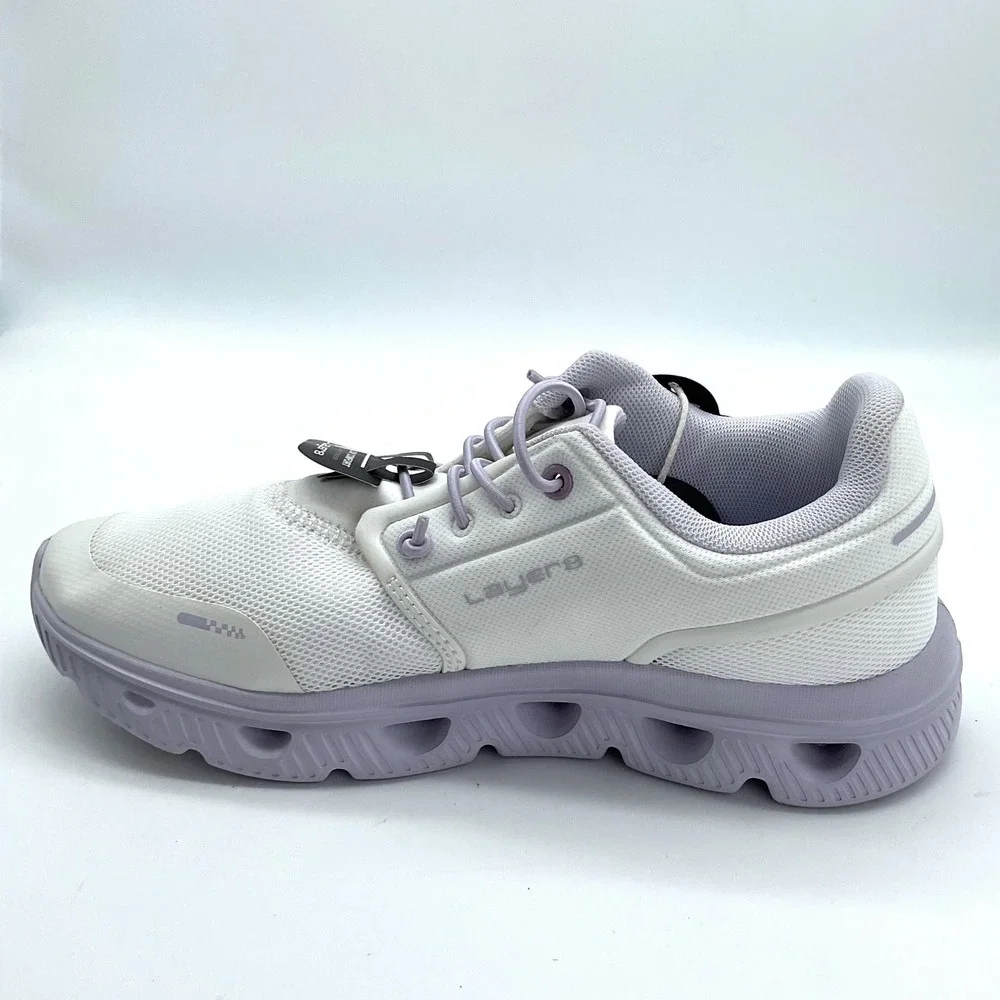 Layer 8 Womens Cloud Comfort Athletic Sneakers White Lavender Size 7.5